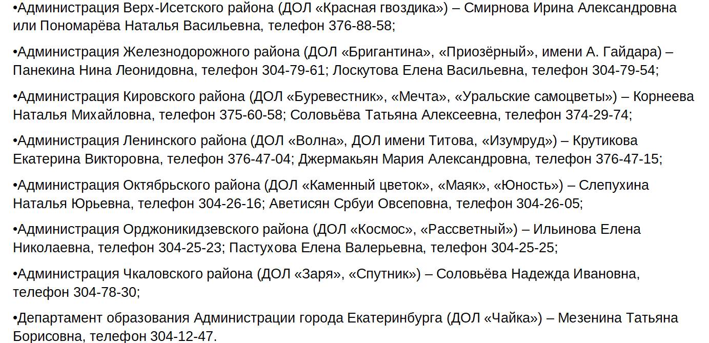 В районах Екатеринбурга заработают горячие линии по вопросам летнего отдыха  детей. Публикуем номера телефонов - «Уральский рабочий»